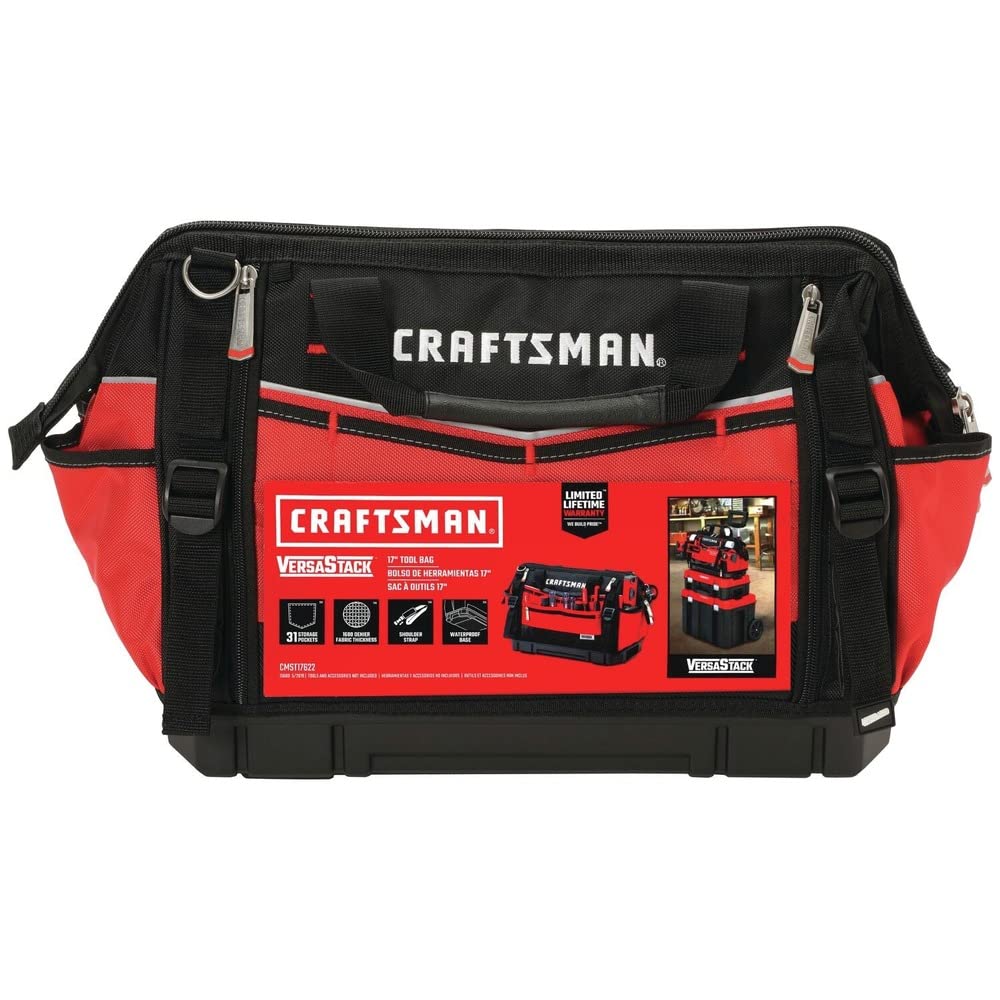 CRAFTSMAN VERSASTACK Zippered Tool Bag, 31 Pocket Organizer, Heavy Duty Tool Tote (CMST17622)