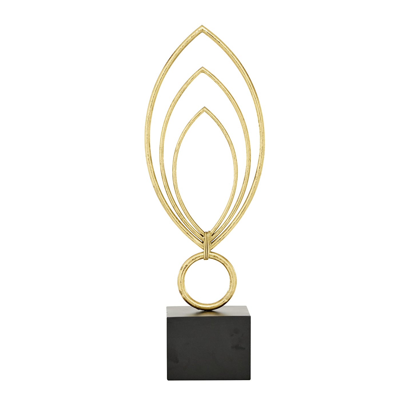 CosmoLiving by Cosmopolitan Metal Abstract Decorative Sculpture Home Decor Statue with Black Base, Accent Figurine 8" x 4" x 24", Gold