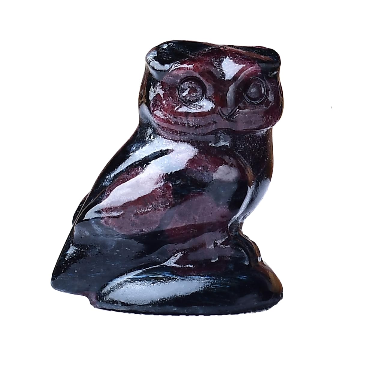WUYOUSHI Garnet Crystal Owl Figurine Hand Carved Lucky Stone Statue for Healing Home Office Decor Spiritual Gift for Women Men