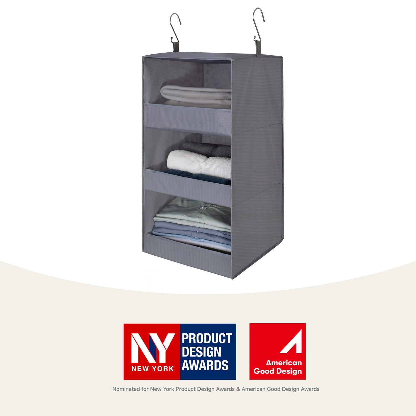 GRANNY SAYS 3-Shelf Hanging Closet Organizer and Storage, Collapsible Hanging Closet Shelves, Hanging Organizer for Closet & RV, Gray, 29 ½" H X 12" W X 12" D, 1-Pack