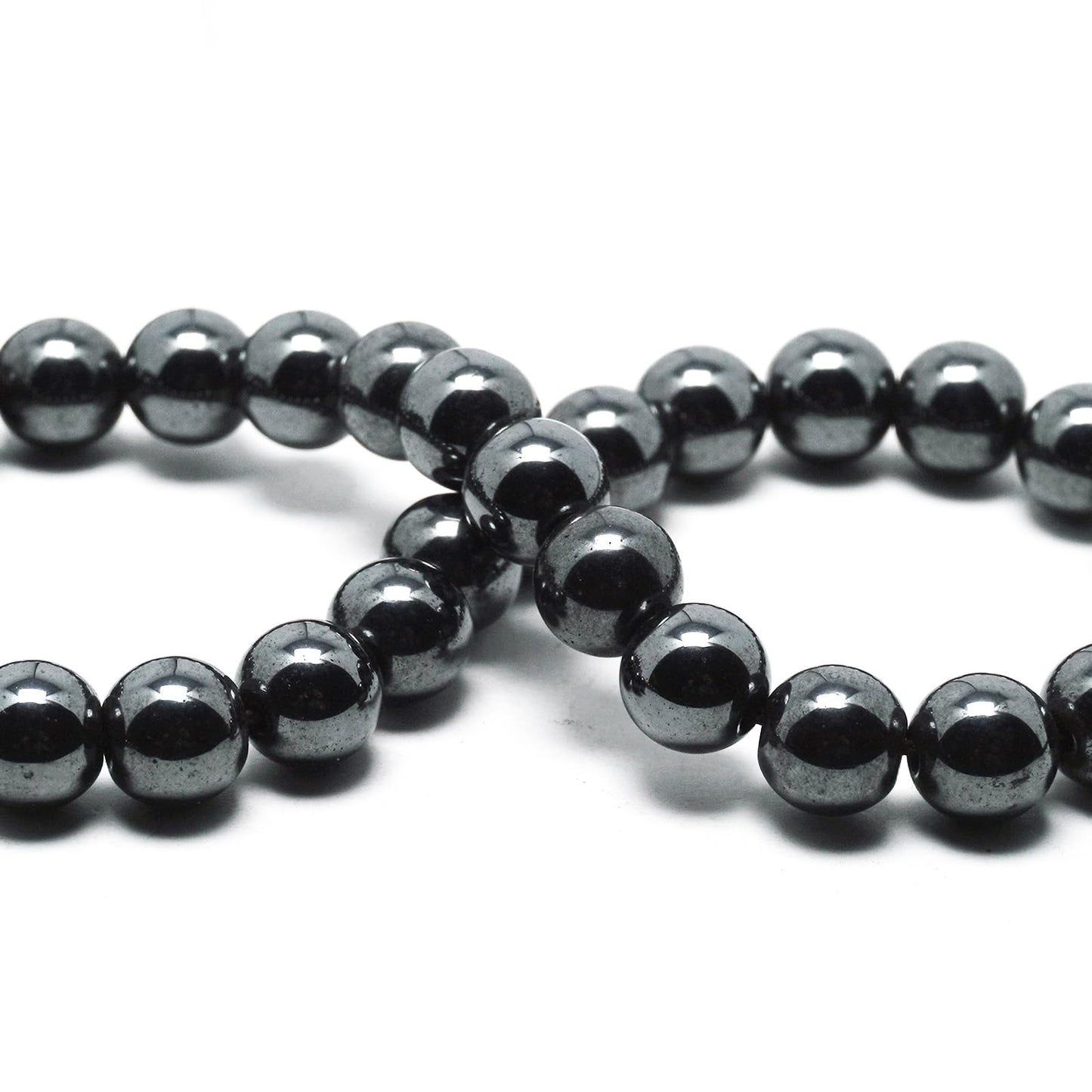 DIQIO Natural Hematite Beads for Jewelry Making - Stone Beads Gemstone Beads for Bracelets, 6mm Silver Round Loose Beads(58-60pcs, 6mm, Hematite)