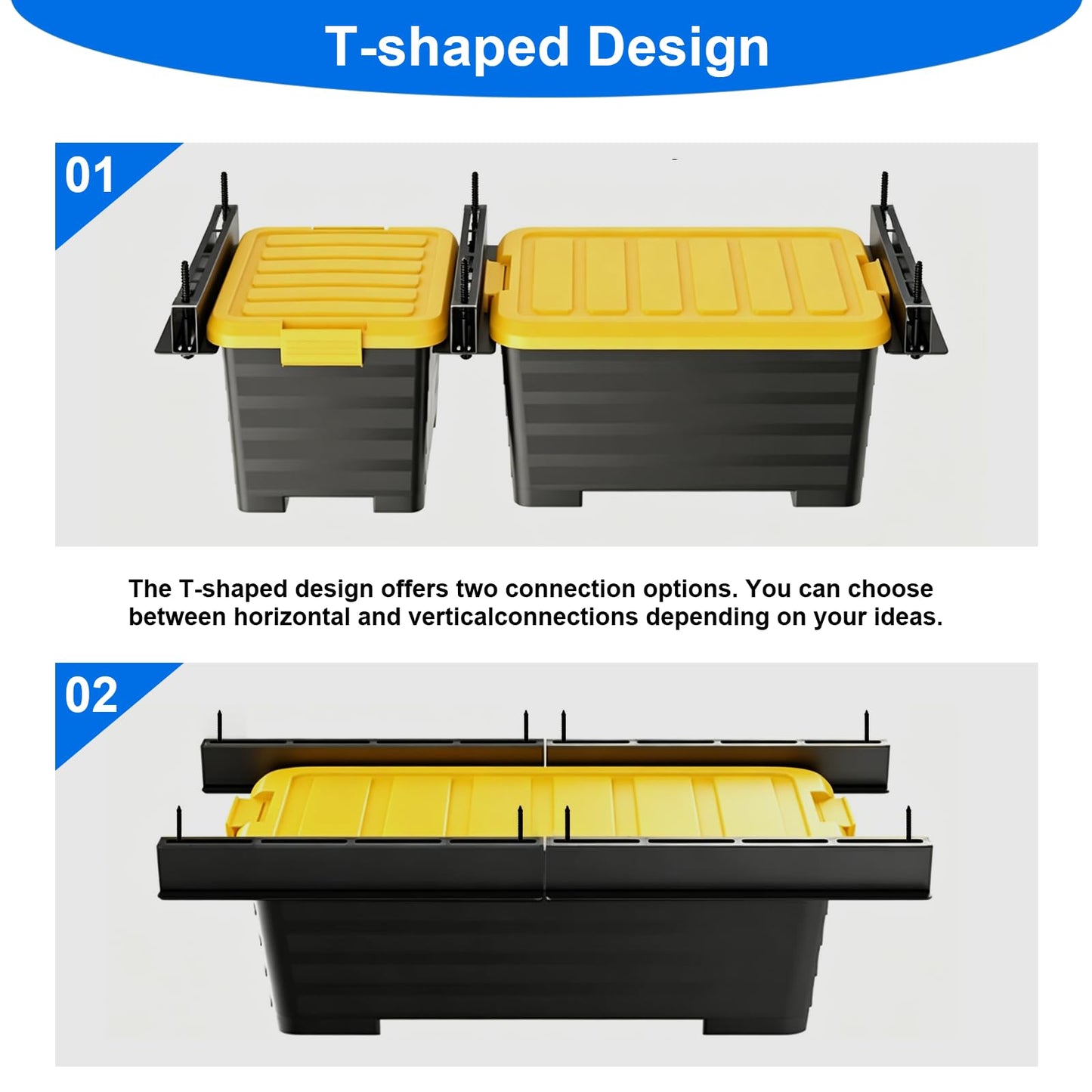 Demimy Overhead Garage Storage Rack, Heavy Duty Ceiling Mount Bin Holder for 7-27 Gallon Tote Storage Container Bins, 17-Inch Black Metal Rails for Organization Shelving System, Iron Material, 6 Pack