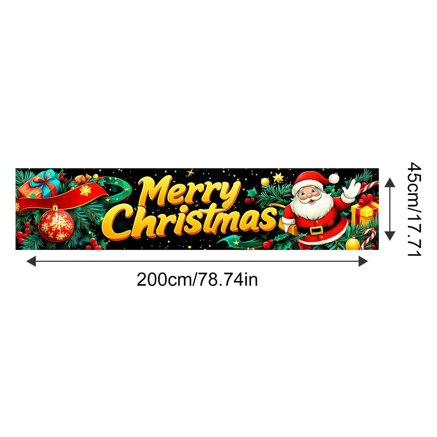 BlissYard Merry Christmas Banner Santa Gift Ribbon Decor Backdrop 78x17 Inches Festive Holiday Party Wall Decor Outdoor Indoor Welcome Banner Wall Hanging for Party Decoration Supplies