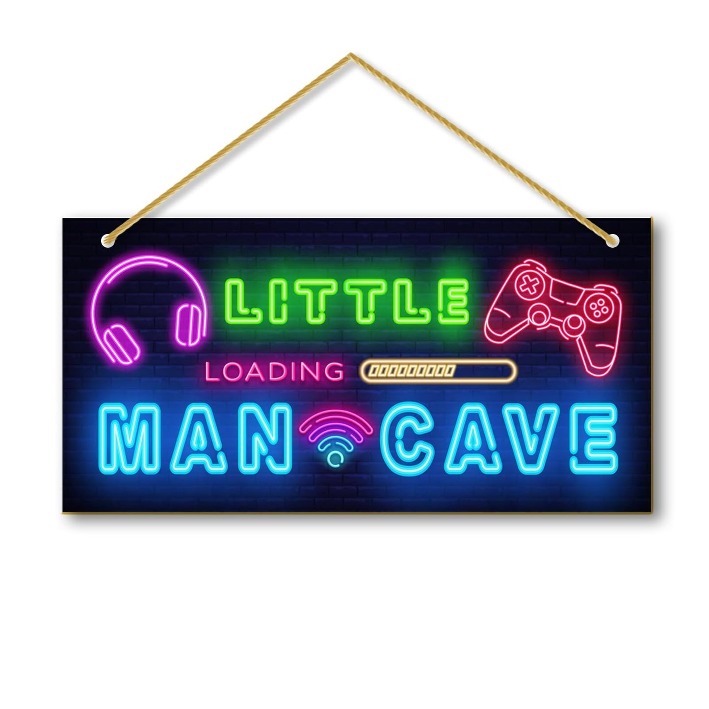 Little Man Cave, Boys Gaming Room Decor Wooden Door Sign for Gamer Room, Baby Boys Bedroom Wall Decorations for Nursery Toddler Nursery Playroom Wall Art