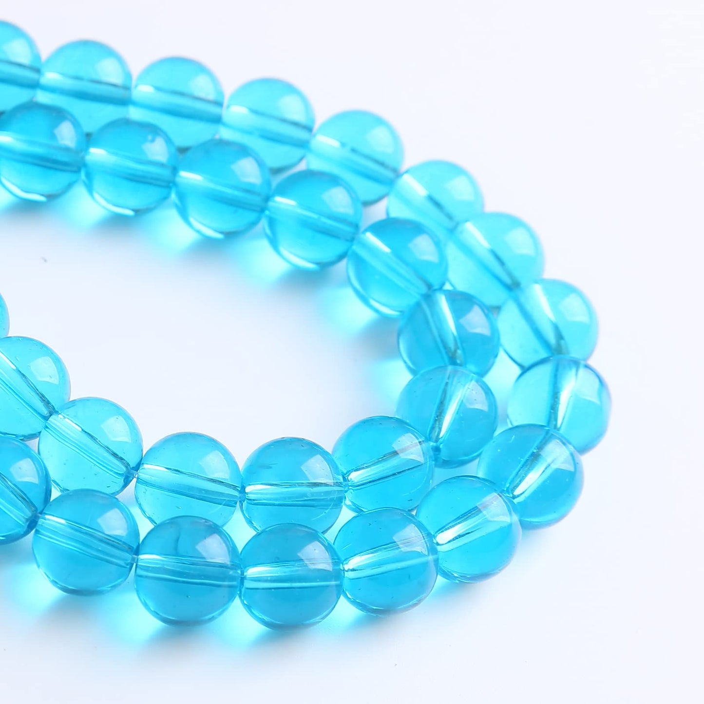 6MM 63PCS Light Blue Glass Spacer Loose Beads for Jewelry Making DIY Bracelet Necklace