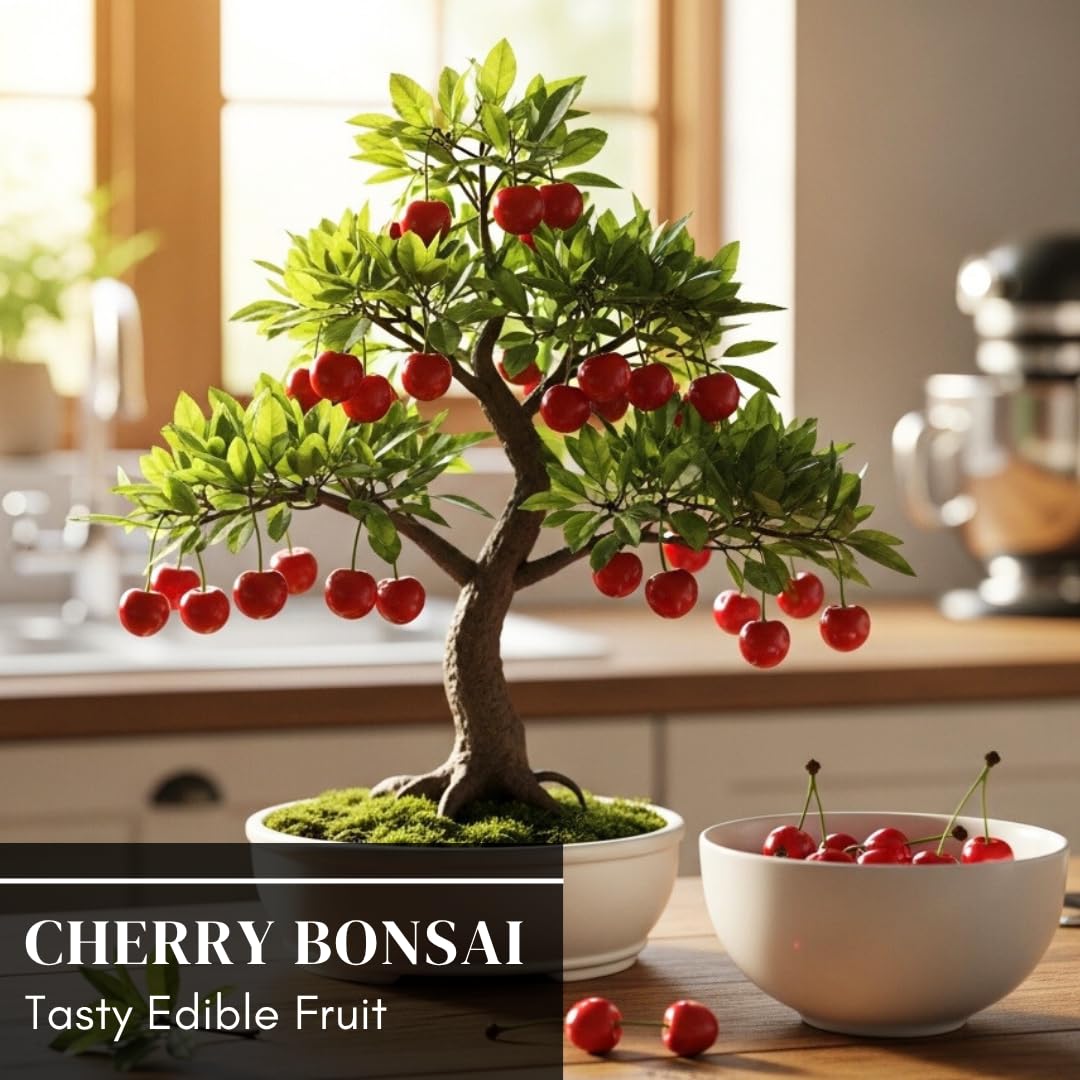 20 Bonsai Dwarf Cherry Tree Seeds | Indoor or Outdoor Fruit Tree | Made in USA, Ships from Iowa