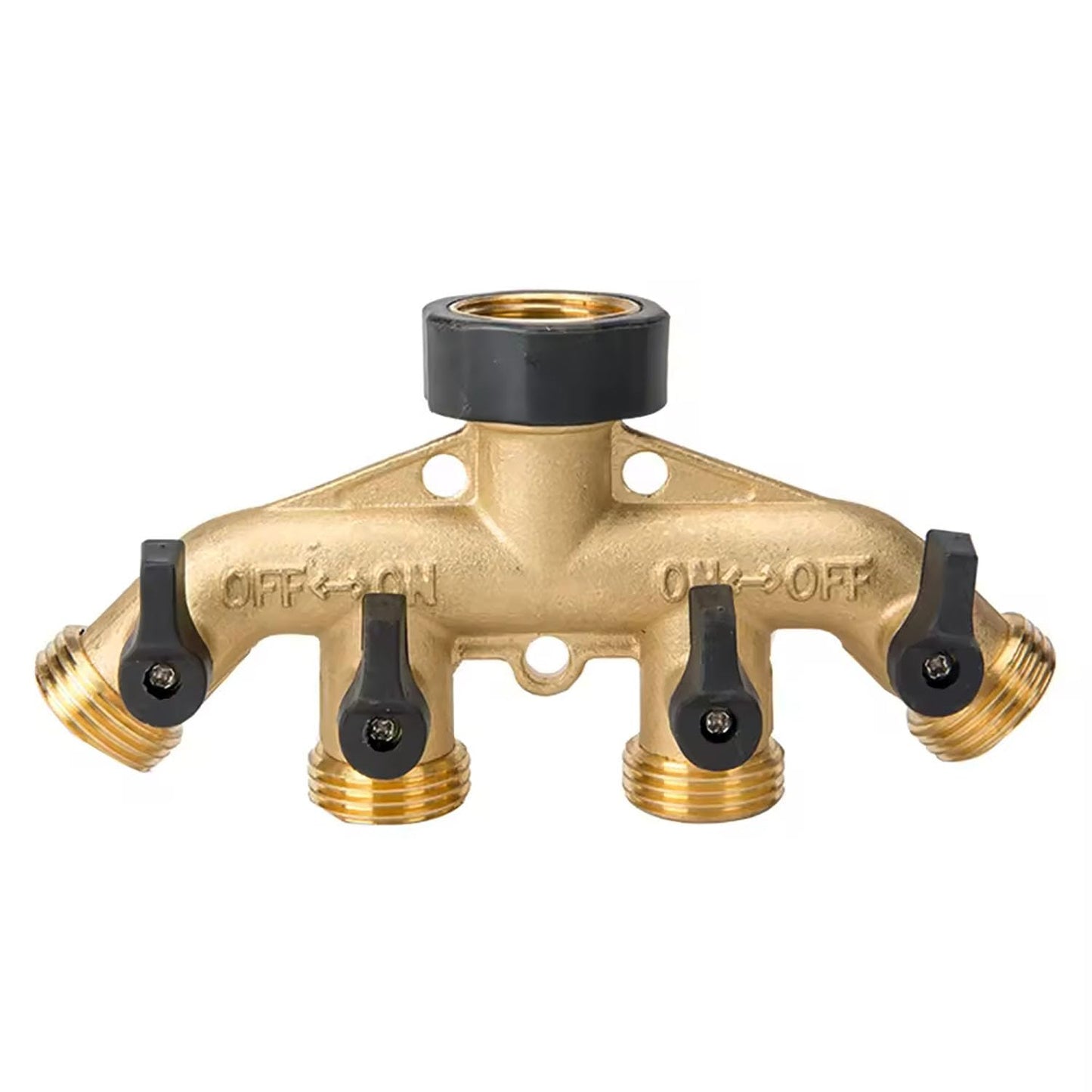 Hose Splitter 4 Way, CUMIZON Solid Brass Garden Hose Splitter Heavy Duty 3/4" Standard Threads, Leak-Proof Dual Outlet Splitter for Sprinklers and Irrigation Systems