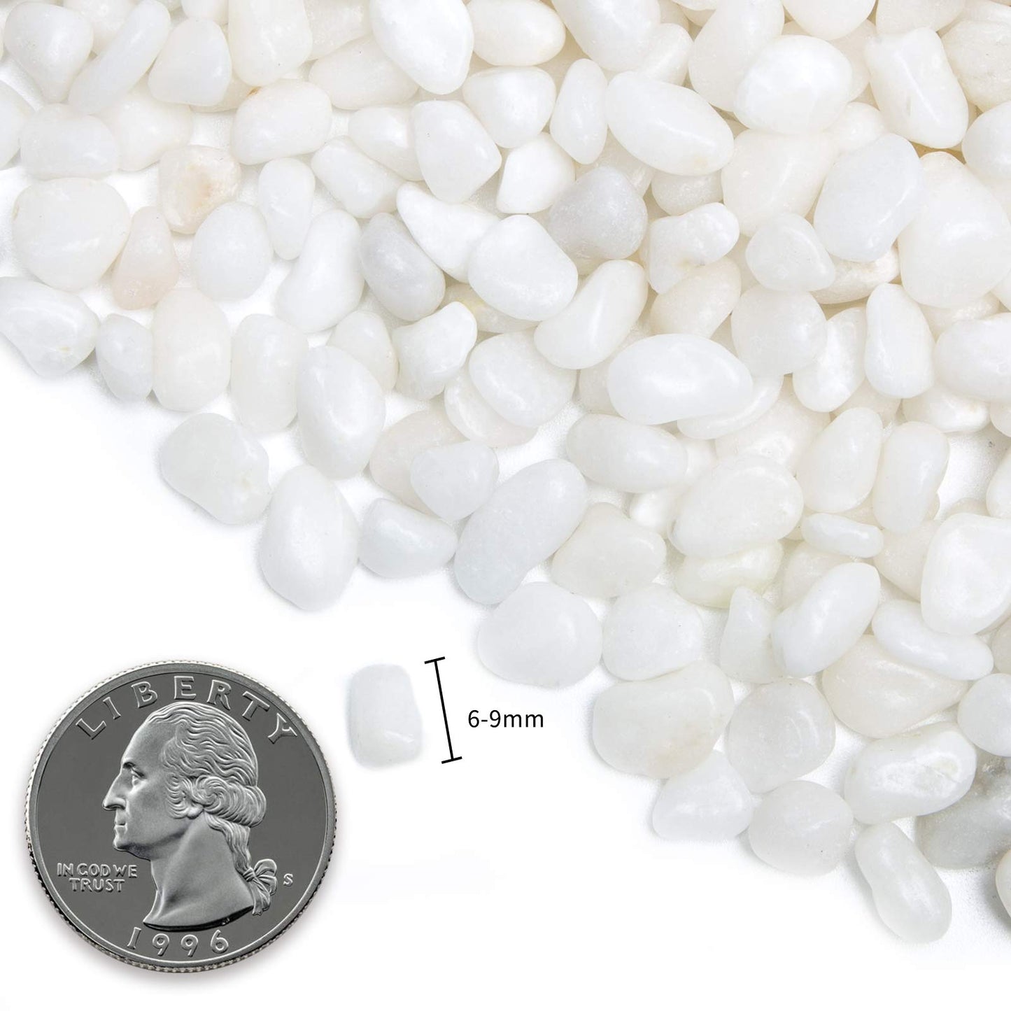 OUPENG Natural Polished Decorative White Pebbles - Small Stones 3/8" Gravel Size,River Rocks Pebbles for Plants, Home DIY Decor,Aquarium Gravel,Vase Fillers,Fairy Garden,Landscaping Outdoor Stones.