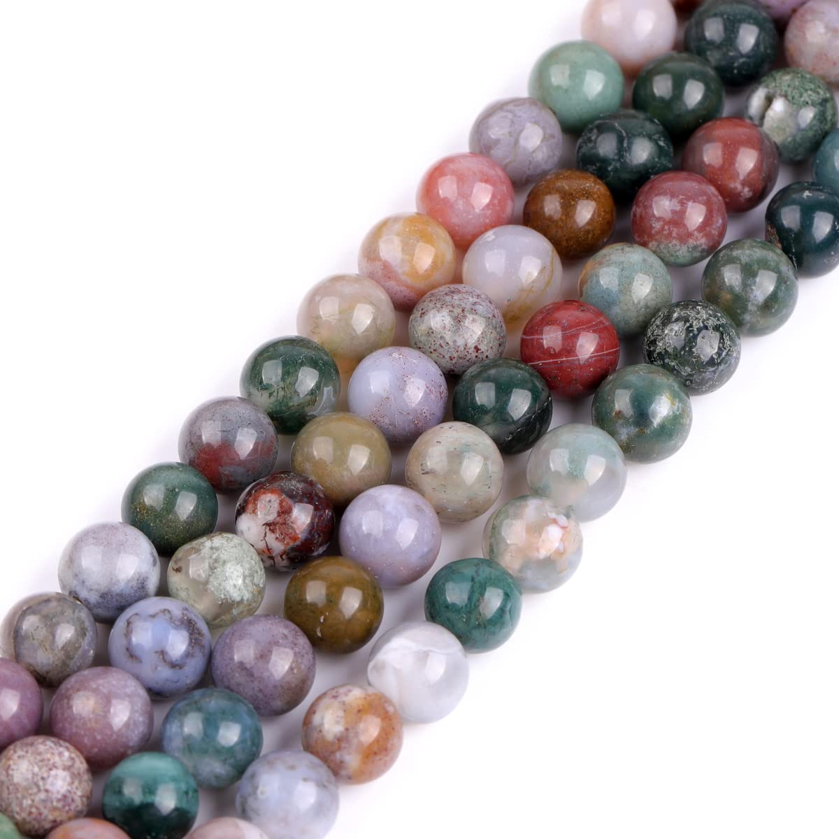 GEM-Inside Indian Agate Gemstone Loose Beads 8mm Round Crystal Energy Stone Power for Jewelry Making 15"