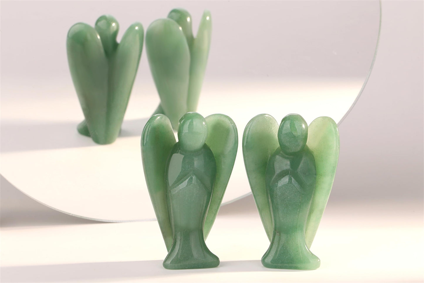 YATOJUZI 3" Green Aventurine Angel Decor Big Hand-Carved Angels Guardian Sculpture Statue Figurines Natural Crystal Stones and Healing Crystals Home Room Office Desk Decoration Wisdom Gifts for Women
