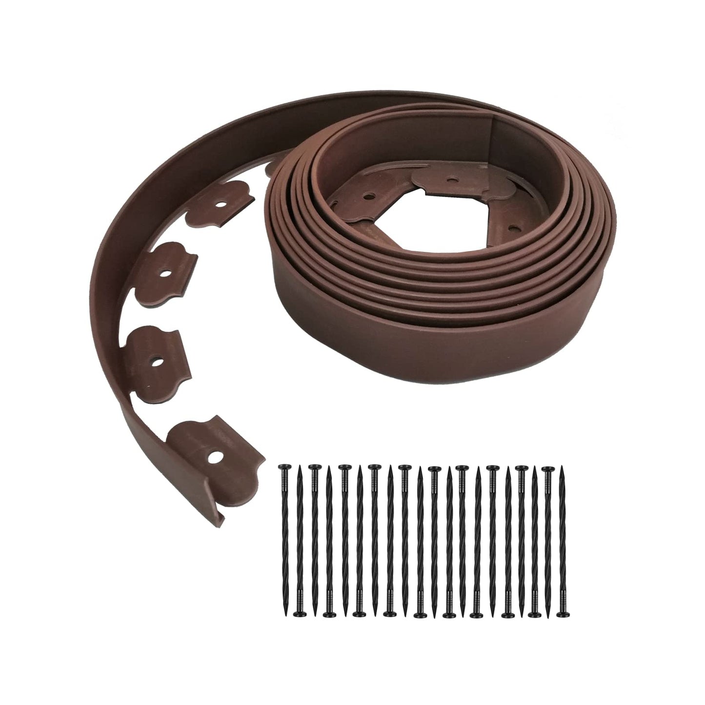Landscape Edging,20ft Plastic Garden Edging with 20 Stakes,Lawn Edging for Lawn,Yard,Flower Gardens Border (Brown-20FT)