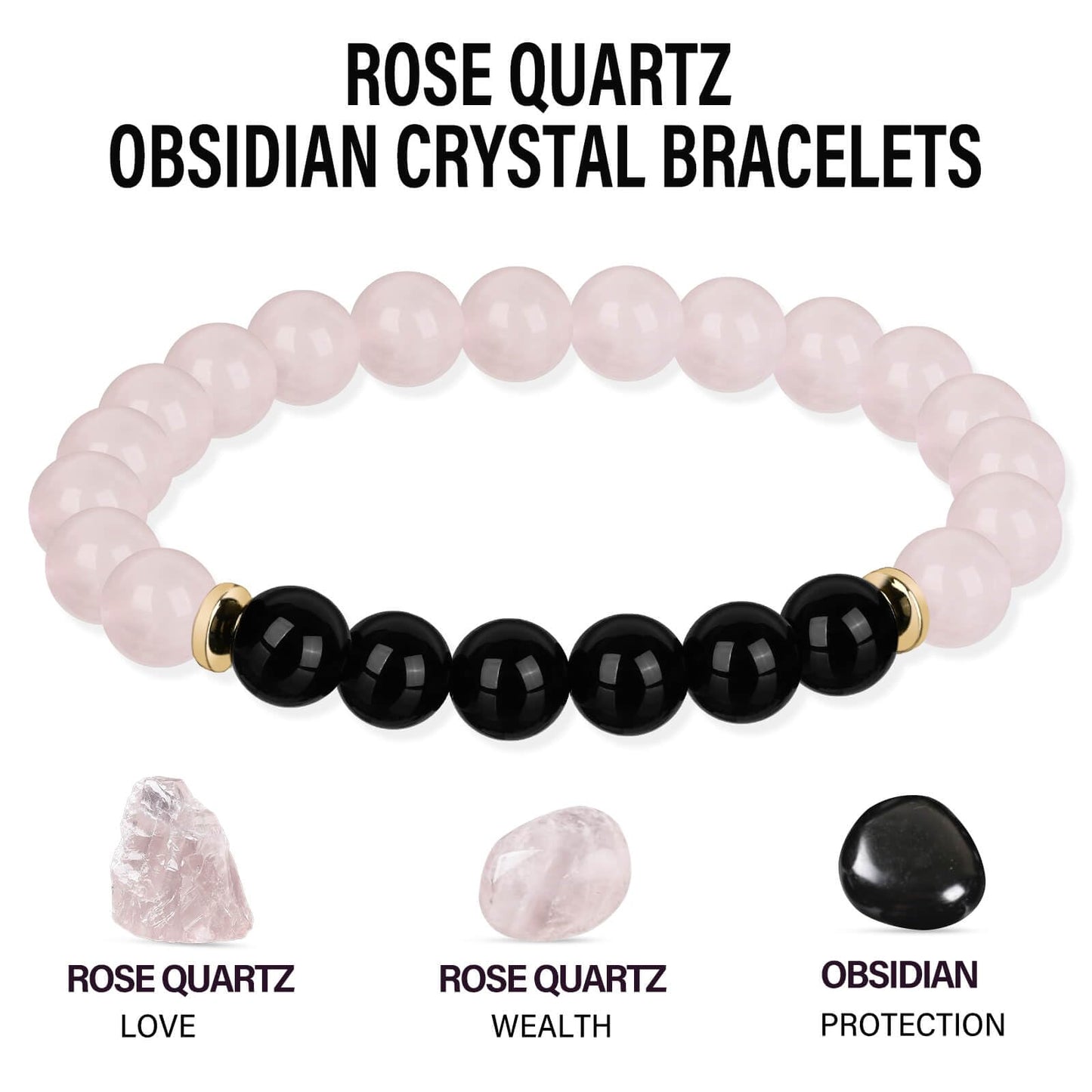 Rose Quartz Pink Opal Peru Crystal Bracelet, Love Friendship Anxiety Crystal Healing Stone Chakra Bracelet, Business Money Energy Wealth Good Luck Prosperity Feng Shui Beaded Bracelet for Men Women,