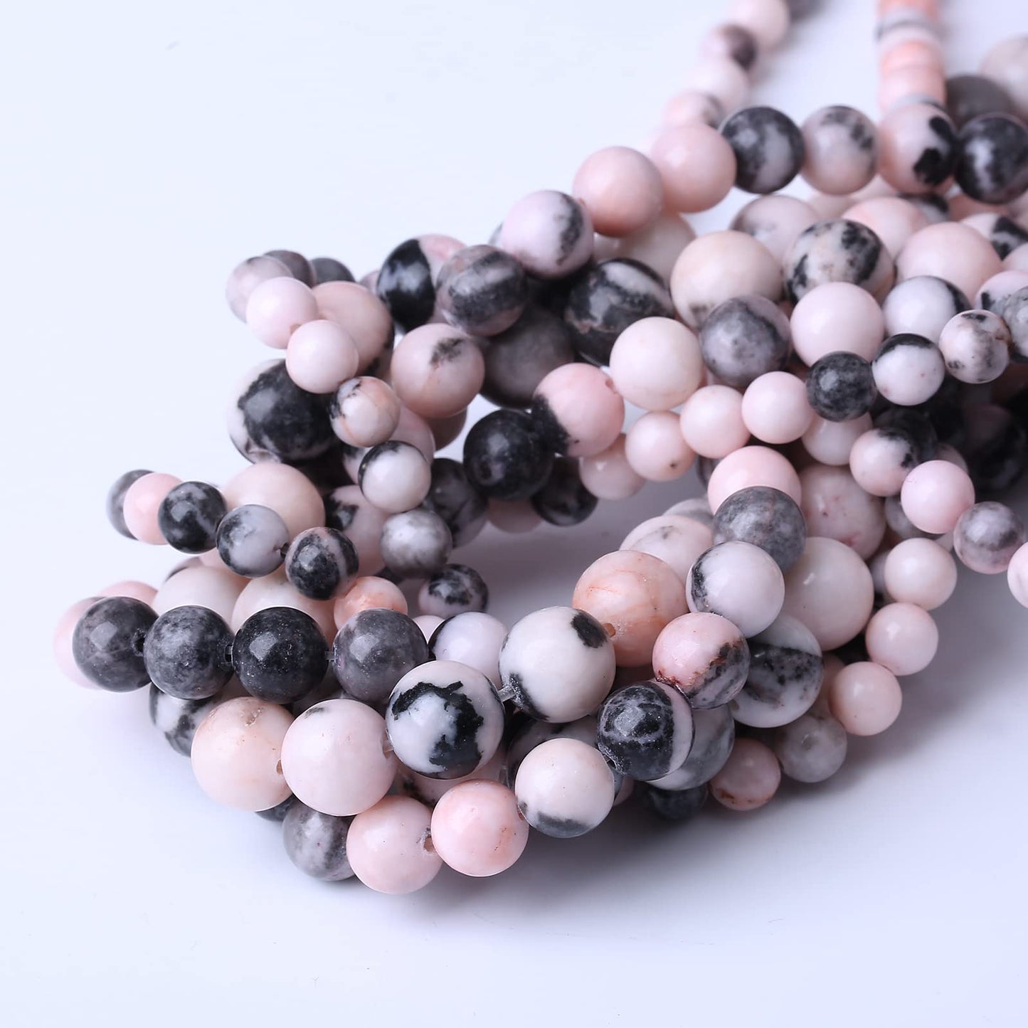 45PCS 8MM Natural Pink Zebra Jaspers Beads Round Loose Stone Beads for Jewelry Making DIY Energy Stone Healing Power Bracelet 15"