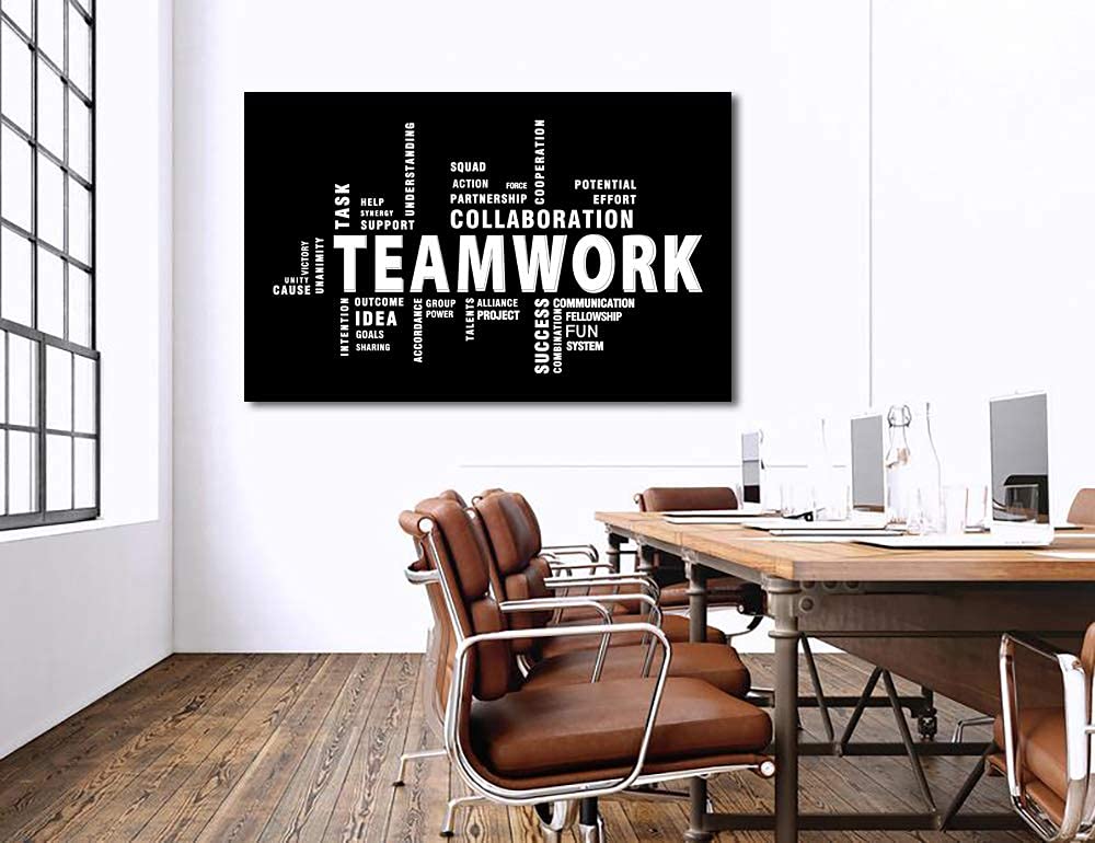 Teamwork Canvas Wall Art - Large Framed Motivational Quotes Artwork Modern Home Decor - Inspirational Posters Decor For Office Framed Ready to Hang