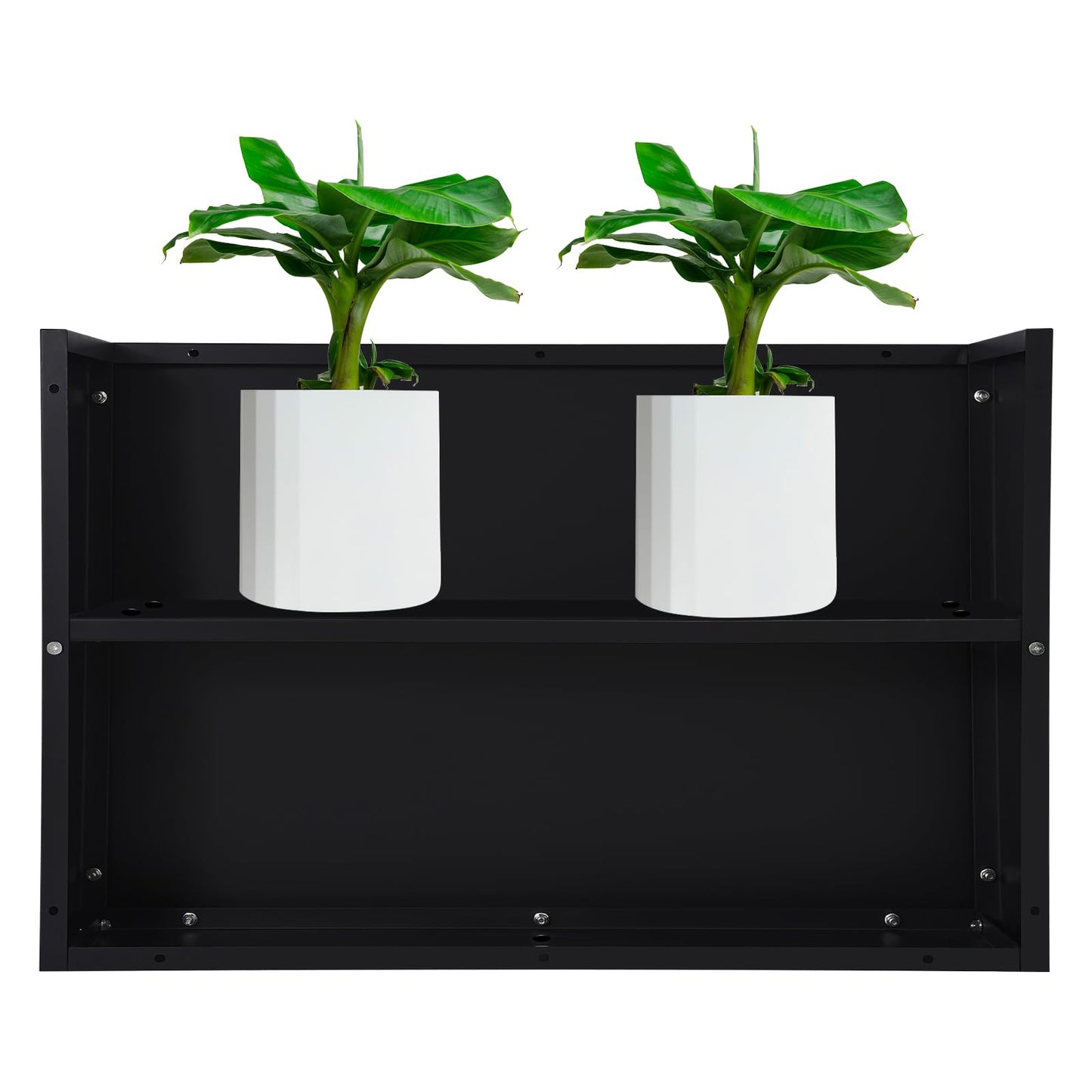 QUEMARQUE Metal Planter Box, 38 * 12 * 24In Rectangular Planters with Removable Insert Shelf, Heavy Duty Steel Planter Box with Drain Holes for Porch, Garden, Patio, Yard (Black)