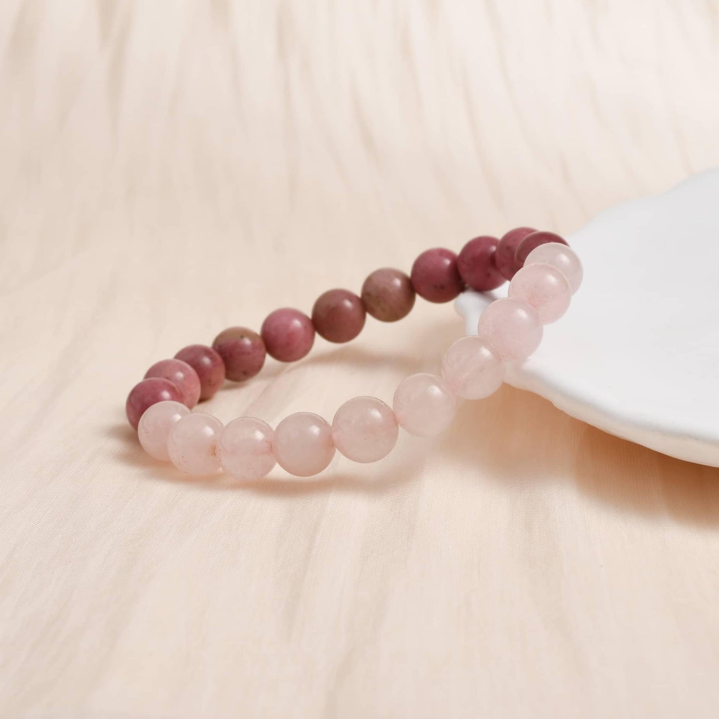 Gracayfr Anxiety Relief Emotional Balance Bracelet Natural Stone Healing Crystal Spiritual Empath Protection Gemstone Stretch Bead Rose Quartz Rhodonite