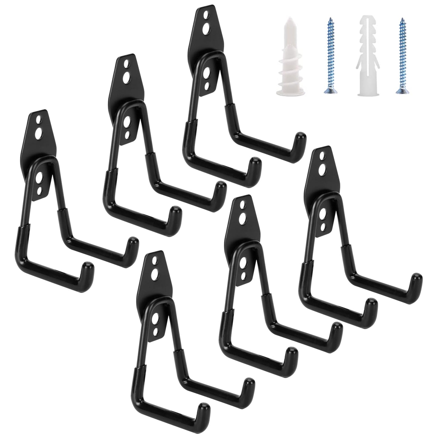 Suprom 6 Pack Garage Hooks Heavy Duty - Supports 100 lbs, Utility Steel Garage Hanger & Organizer for Organizing Garden Lawn Tools, Ladders, Garden Hose, Digging Shovel, Bikes, Ropes