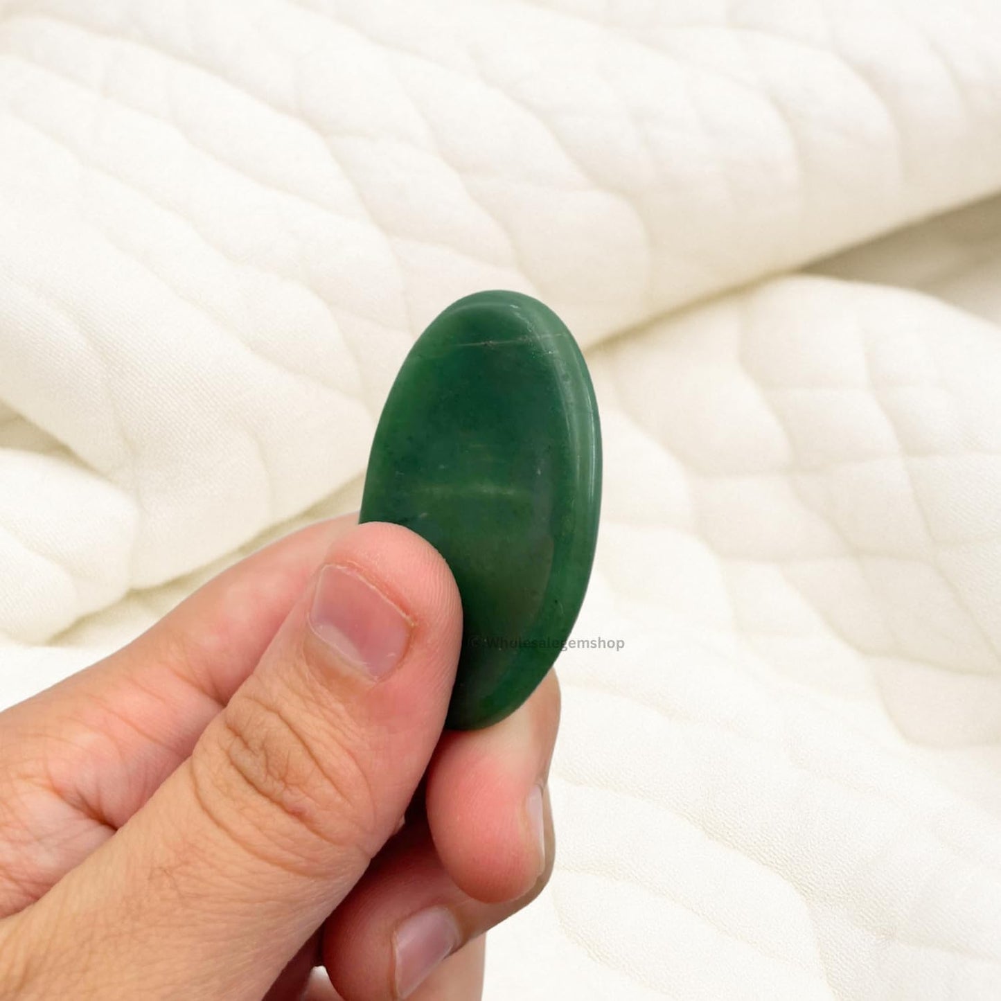 GEMSCITE Mica Green Zade Thumb Worry Stones Metaphysical Gemstone Crystal Healing Reiki Men Women Gift FENG Shui Positive Energy Love Wellness Palm Stones Wicca Powerful