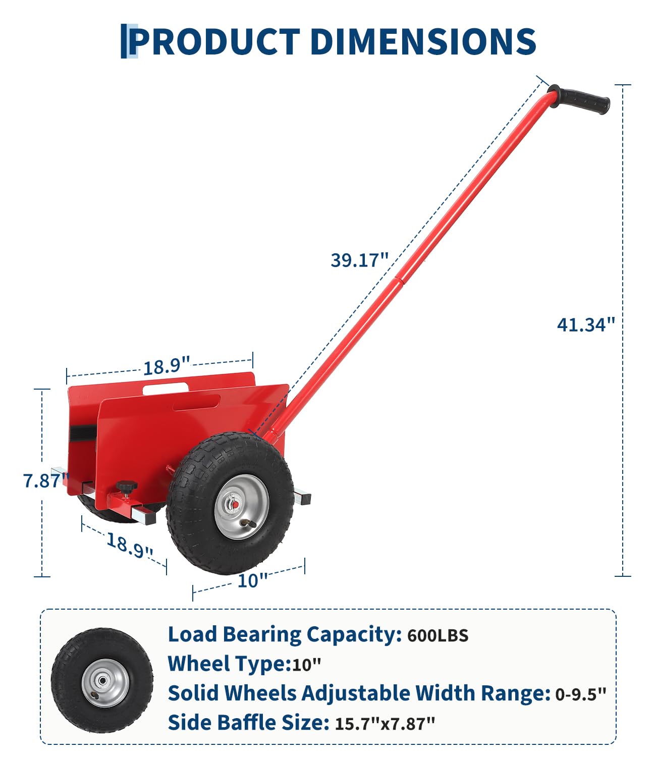 Panel Dolly, 660 Lbs Drywall Cart Dolly, Heavy Duty Panel Cart with Extended Handle, 10" Durable Rubber Wheels for Efficient Sheetrock, Plywood, Door Transport – Drywall & Slab Moving Cart