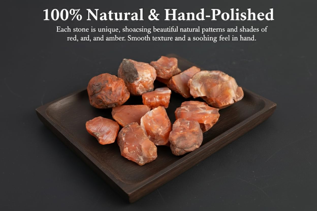 Healing Crystal Stones, 1.25-2.0" Large Reiki Healing Gemstones Natural Tumbled Polished Stones for Energy Witchcraft Therapy Meditation Pack 2 (Carnelian)