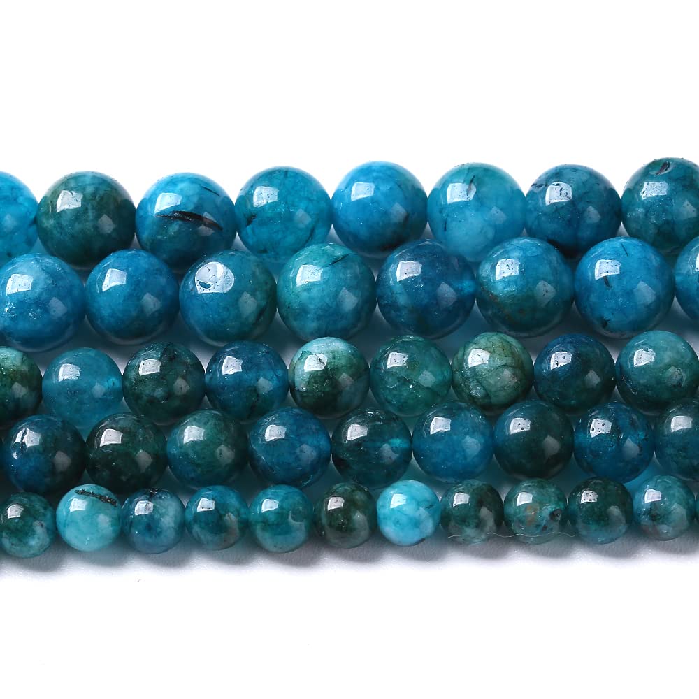 10mm 36pcs Natural Stone Blue Apatite Beads for Jewelry Making DIY Bracelet Necklace Accessories 15" Energy Healing Power Stone Beads (Blue Apatite Jades, 10mm)