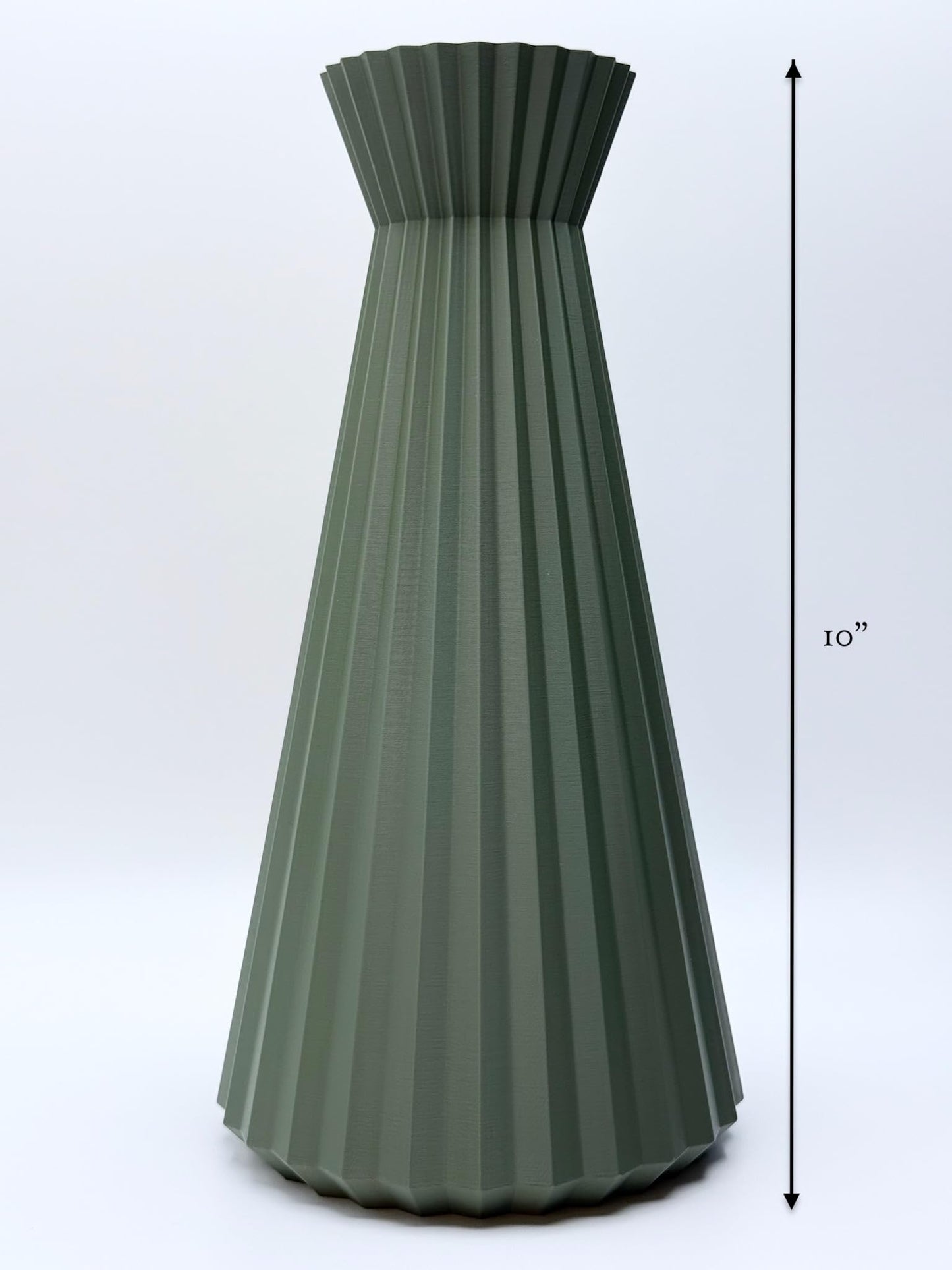 Modern Decorative vase, Geometric Design Feature in Any mid-Century Modern, Contemporary Style Living Room, Kitchen Counter, Dining, Shelf, Office, Coffee Table. 3D Print, 10 inches Tall [sage].
