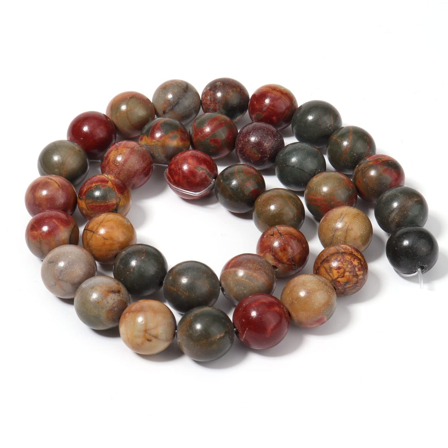 45pcs 8mm Natural Stone Beads Picasso Jasper Beads Energy Crystal Healing Power Gemstone for Jewelry Making, DIY Bracelet Necklace