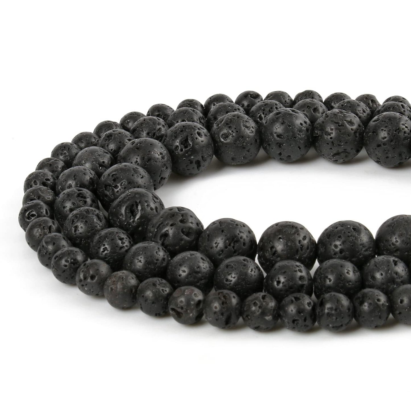 45pcs 8mm Natural Stone Beads Black Lava Beads Energy Crystal Power Gemstone for Jewelry Making, DIY Bracelet Necklace