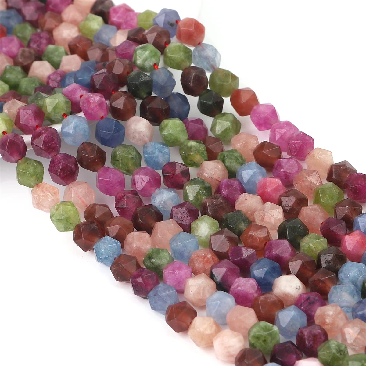 BEADIA Faceted Natural Tourmaline Agate Stone Round Beads 10mm 36cm/Strand for Jewelry Making