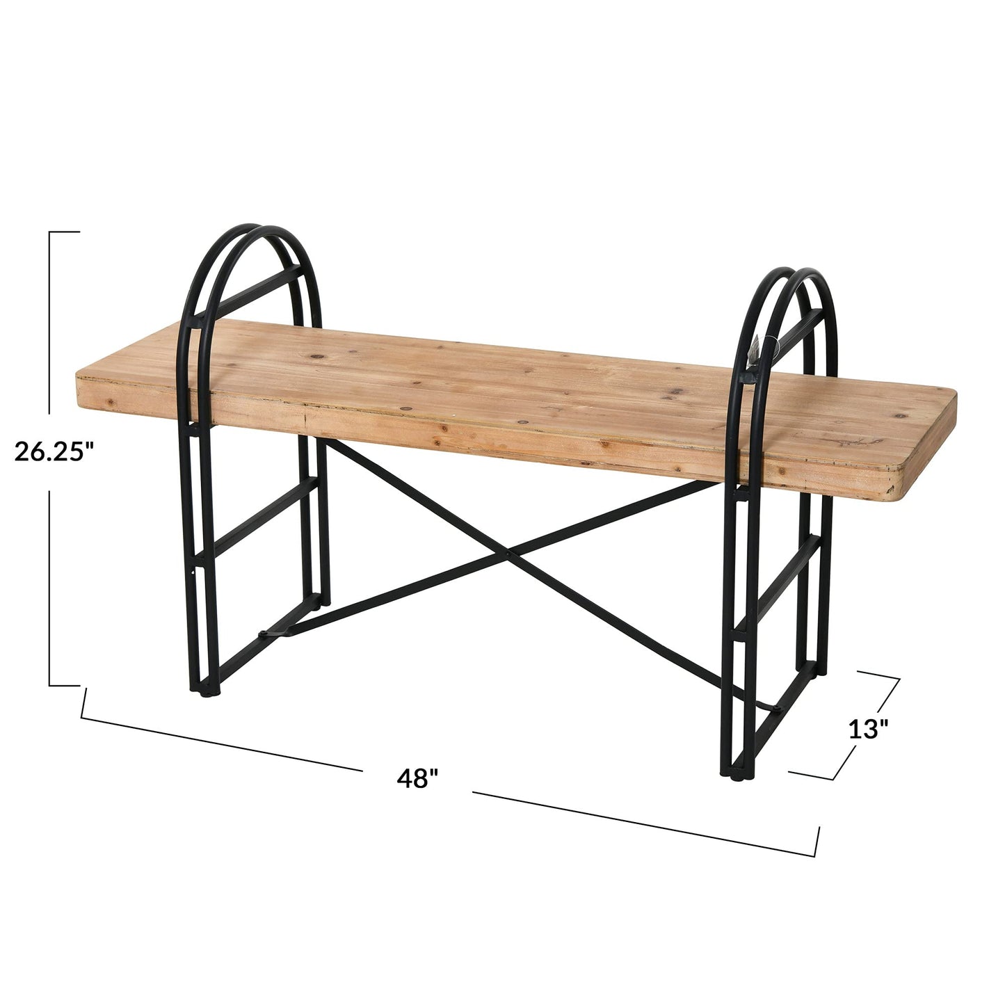 Main + Mesa Eitri Wood and Metal Bench, Driftwood