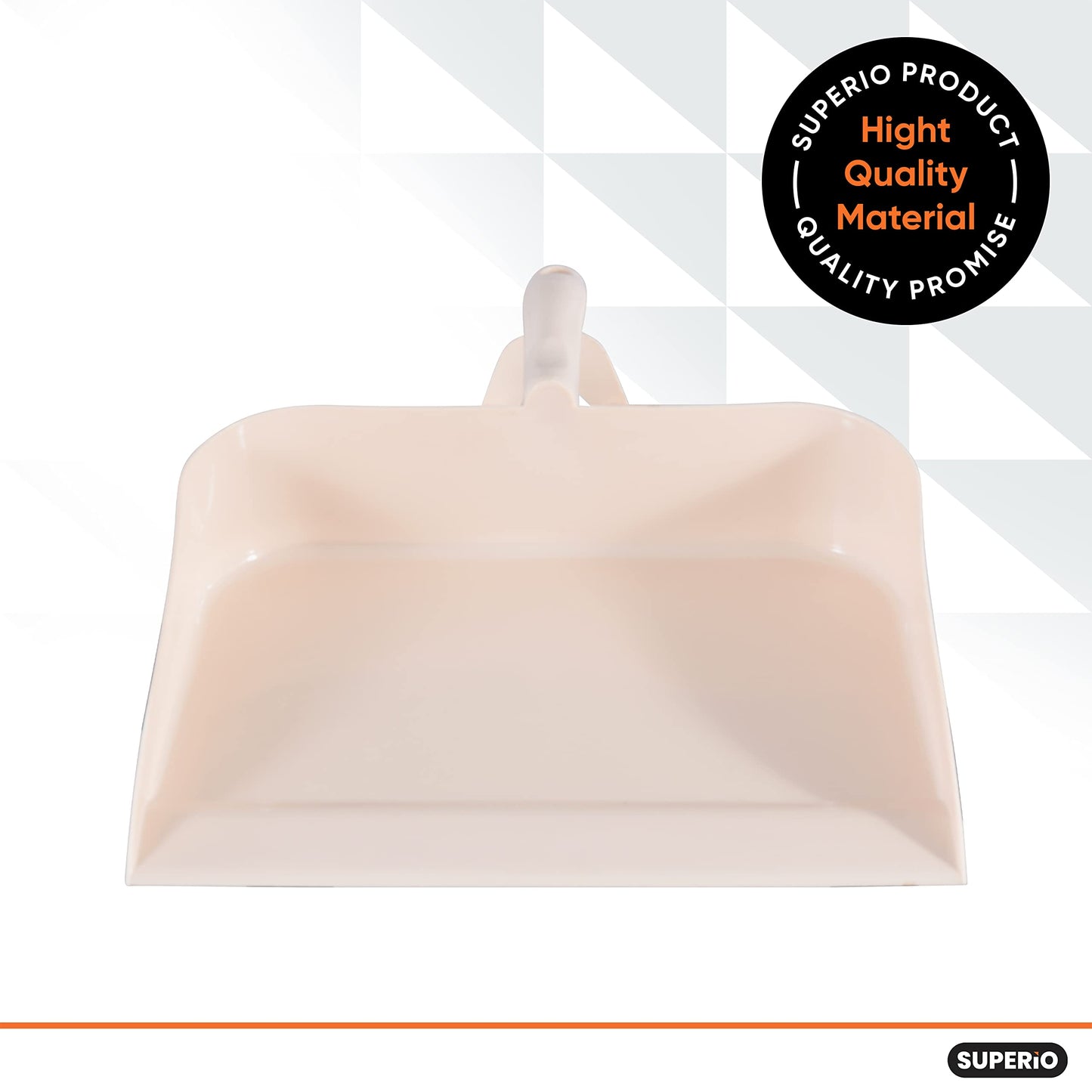 Superio Heavy Duty Plastic Step-on Dustpan with Comfort Grip Handle White, Durable, Lightweight Multi Surface Dust Pan Easy Broom Sweeping, 10-inch Wide, 1-Pack