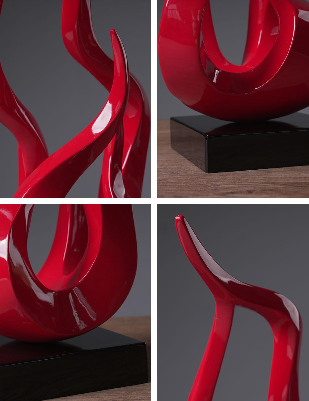 NENBOLEC Abstract Sculpture Decor Modern Art Gift Holy Flame Figurine Statue for Bookshelf Table Desktop Office Red 16.5 Inch