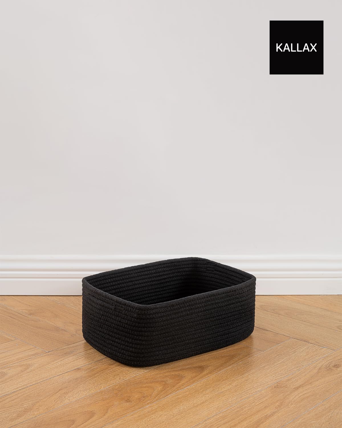 Small Woven Basket, 13.5 x 9.5 x 5 Inches, Storage Basket for Organizing, Cute Small Rope Shelf Closet Cube Storage Bins Baskets for Shelves, Dog Toy Gift Baskets Empty, 3 Packs, Black