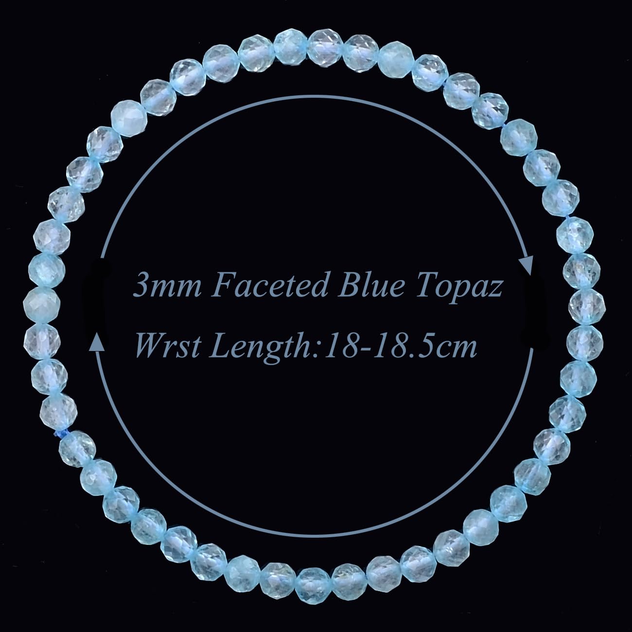 MASSIVE BEADS Natural Genuine Gemstone Beads Healing Crystal Chakra Reiki Jewelry Faceted Round Beads Bracelets (Blue Topaz, 3mm)