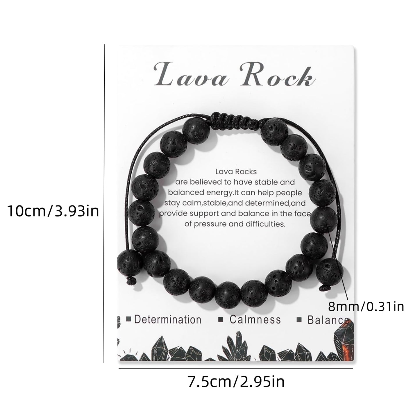 Lava Stone Bracelet for Men Women 8mm Dainty Handmade Adjustable Lava Bead Bracelet Healing Crystal Bracelet Gemstone Bracelets Lava Rock Bracelets for Women