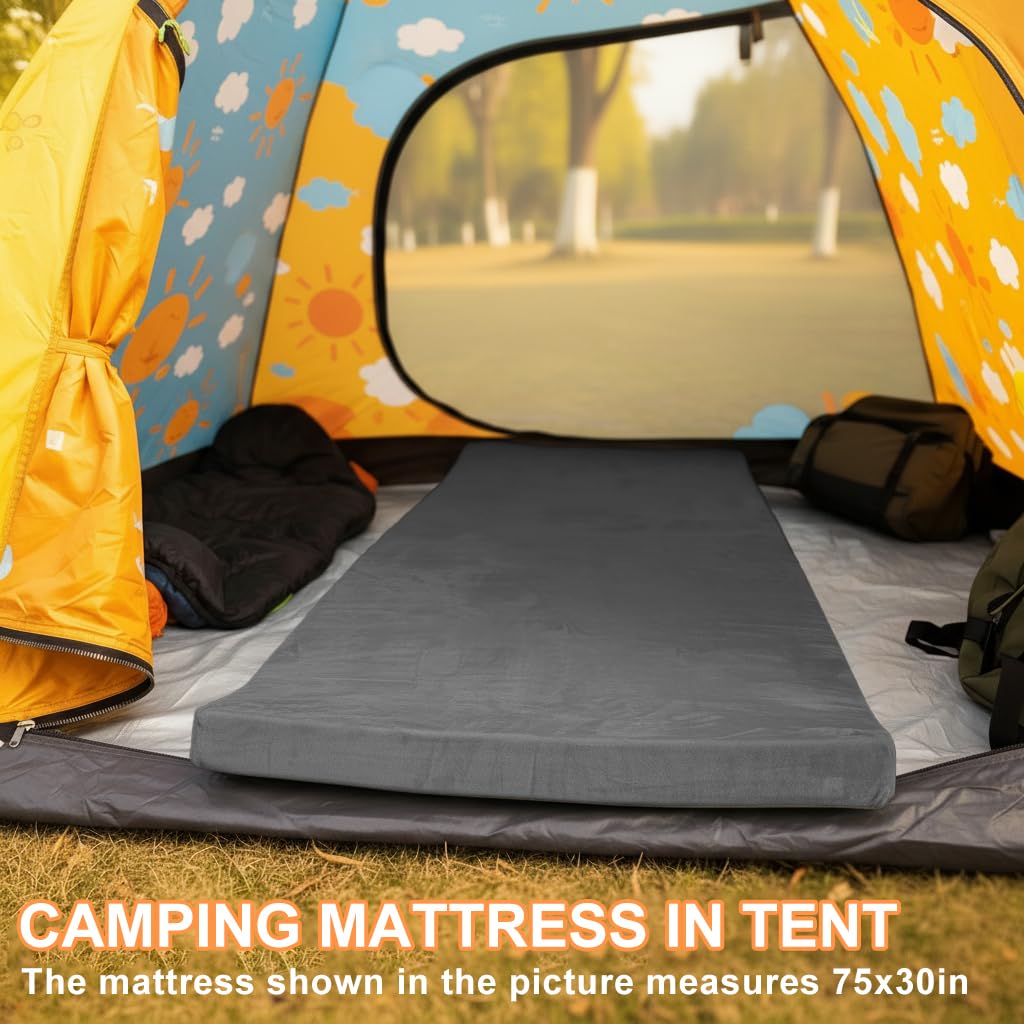 YJPCKH Roll Up Foam Camping Mattress - 30D High-Density Foam Sleeping Pad with Travel Bag - Portable Floor Mat for Tent, Car Camping & Guest Bed (Cot(72X24))