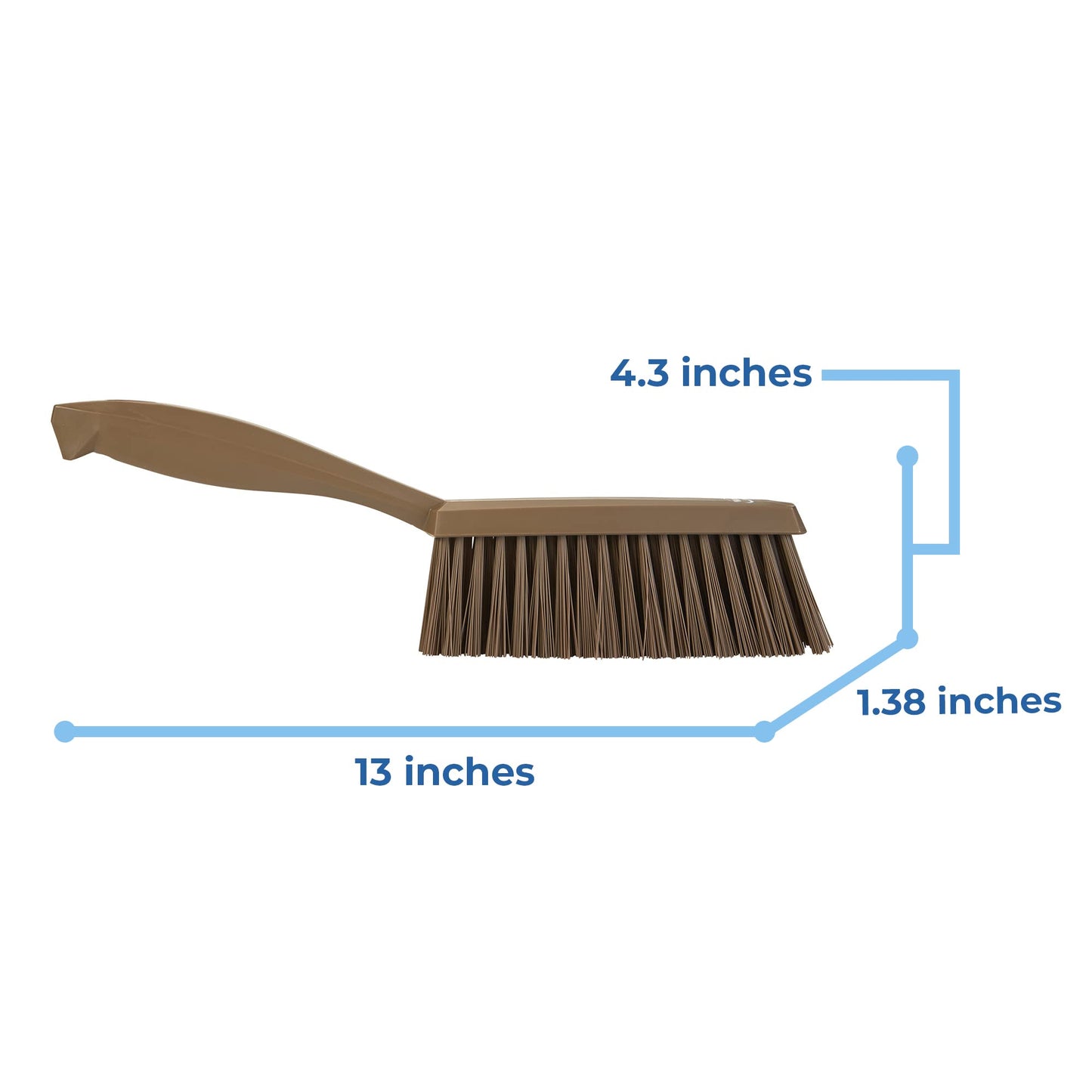 Vikan 458966 Bench Cleaning Brush, Polypropylene/Polyester Medium Bristle Dustpan Brush & Sweeper, 14 Inch, Brown