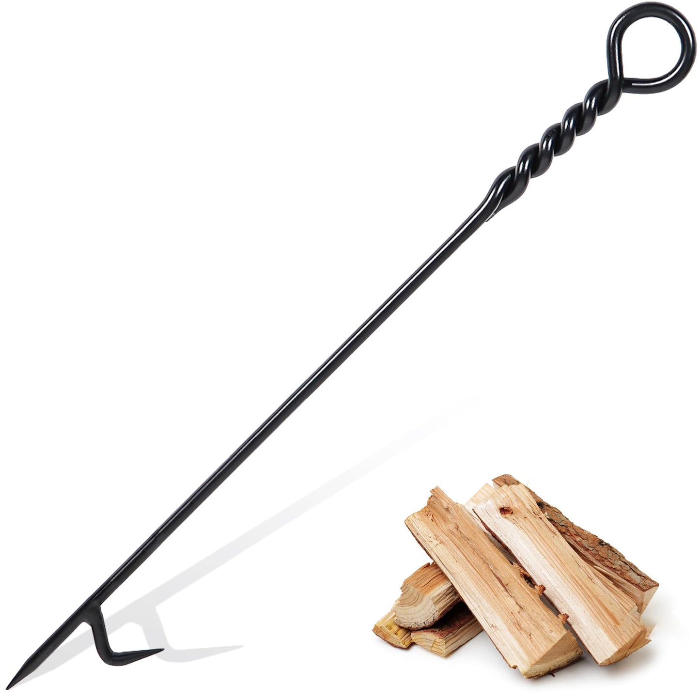 CKLT Fire Poker for Fire Pit, 40”Twisted Rope Design Fireplace Poker, Heavy Duty Handmade Fire Pit Poker for Campfire Wood Stove Firewood Log Coals, Outdoor and Indoor Fireplace Fire Pit Tools
