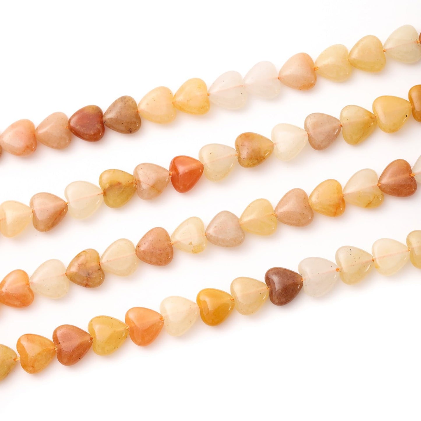 Natural Heart Shaped Yellow Aventurine Stone Beads 10mm Loose Crystal Healing Beads for DIY Necklace Bracelet Making Gemstone Craft Supplies