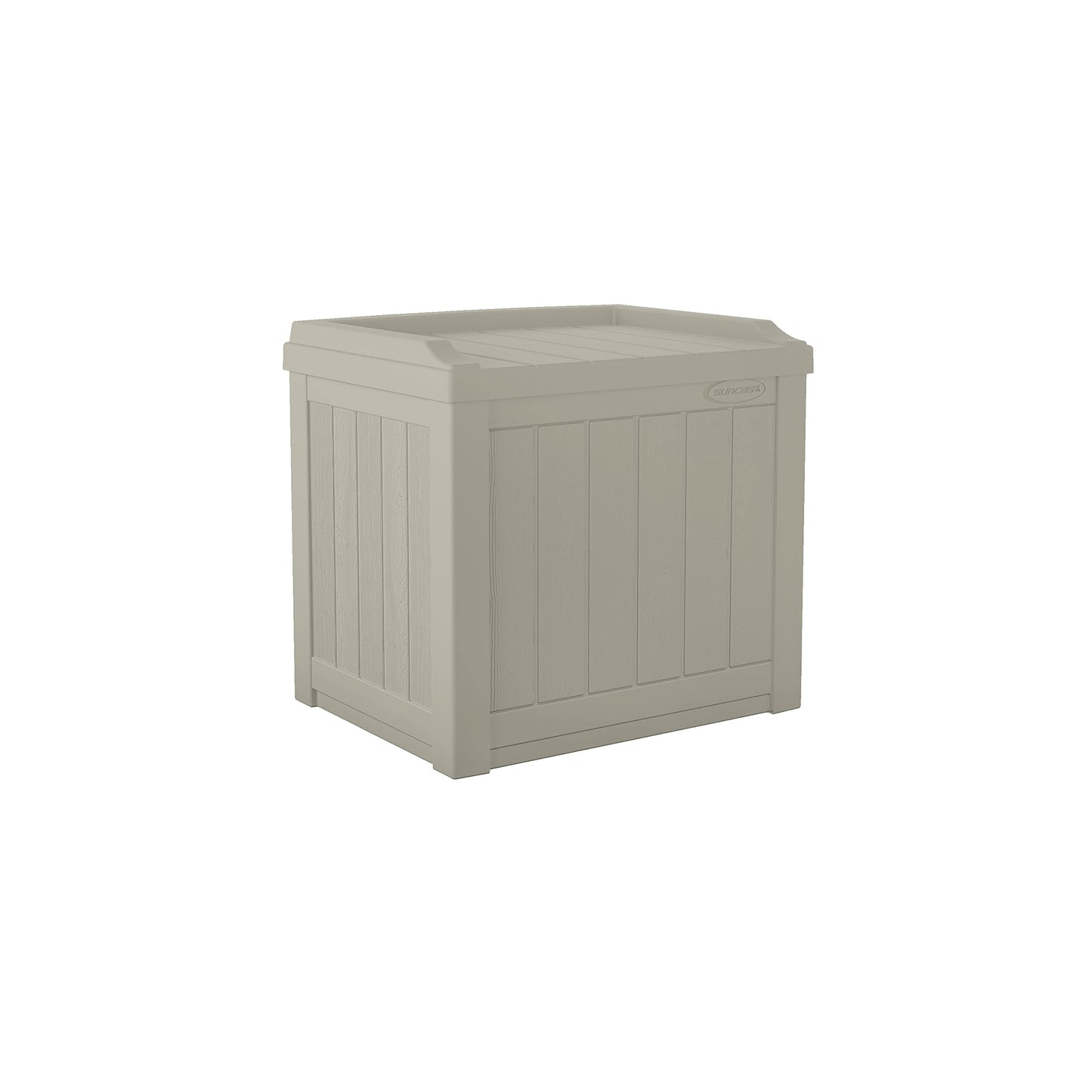 Suncast Outdoor Storage Box - 22 Gallon Light Taupe Resin Outdoor Deck Box with Seat, Weatherproof Patio Storage Bin Container for Keeping Cushions, Tools & Towels for Pool, Yard, & Garden