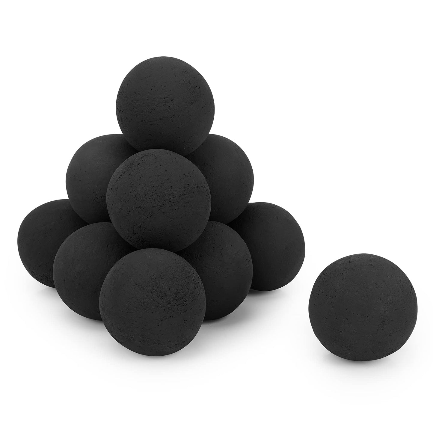 Stanbroil Ceramic Balls - 4” Round Fire Stones for Fire Pit Fire Bowl and Fireplace - Set of 12, Black