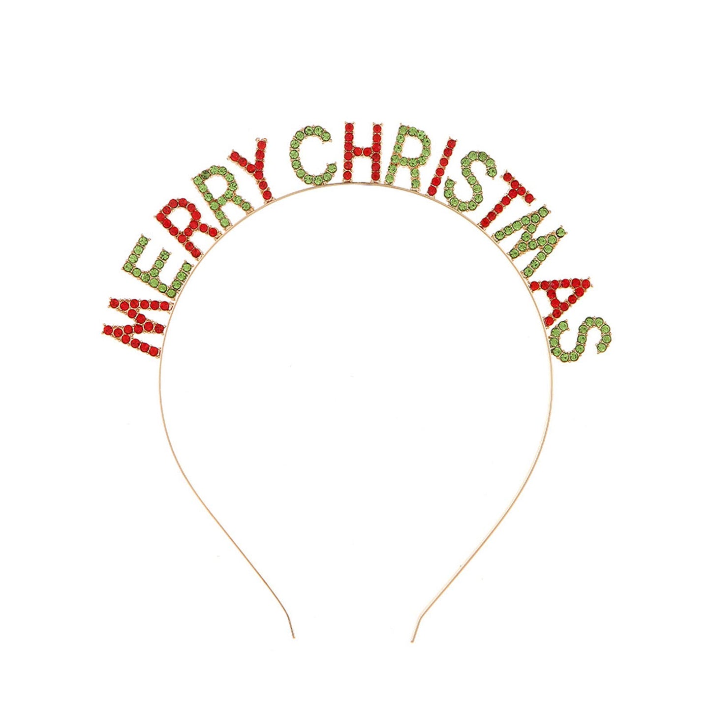 Soochat Merry Christmas Rhinestone Headbands, Xmas Crystal Hair Hoops Christmas Party Headdress Hair Accessory for Women Girls, Multicolor, 6.5Inch-6.5 Inch