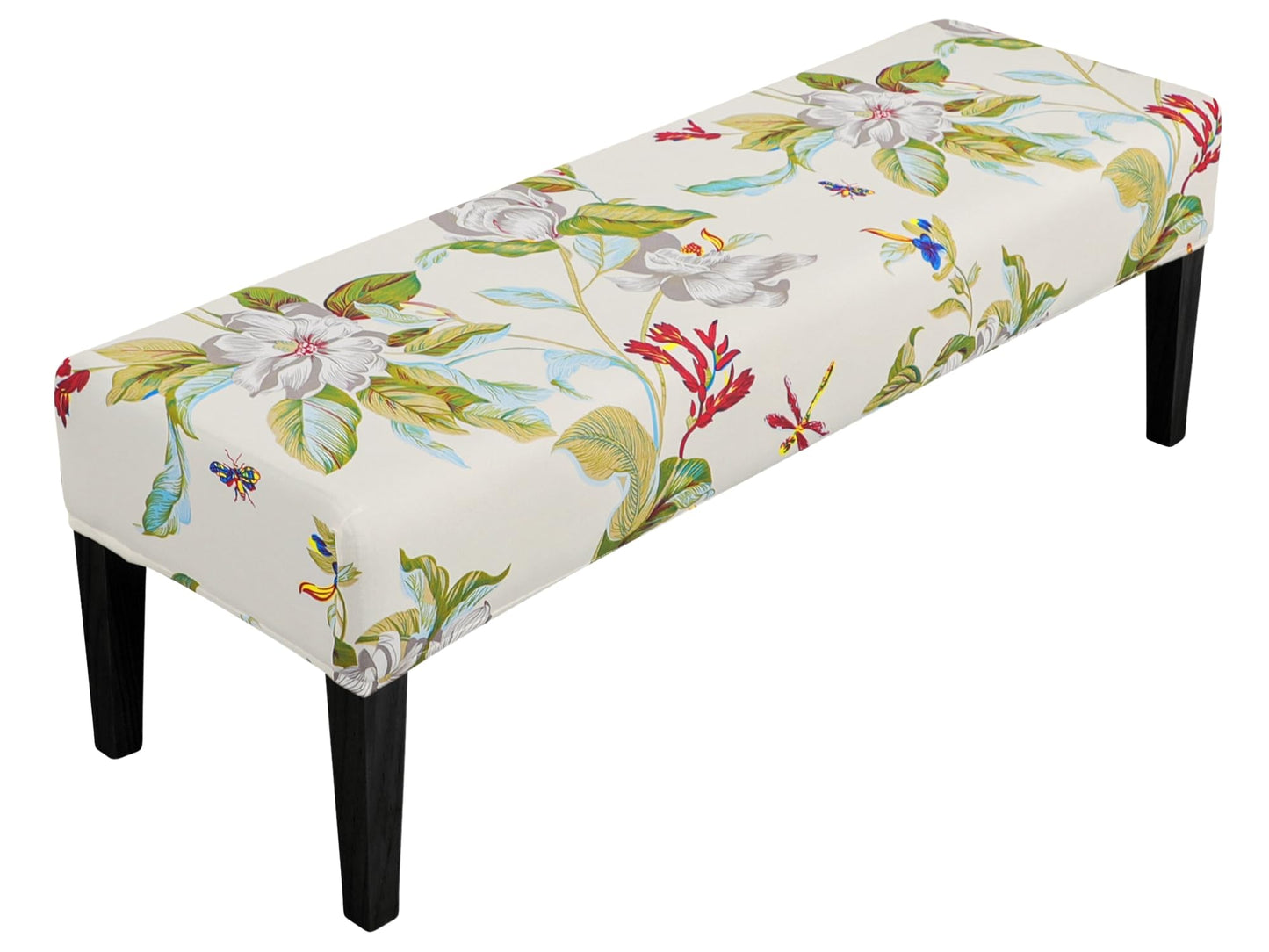 SPRINGRICO Stretch Dining Bench Cover, Removable Bench Slipcover Washable Bench Seat Protector Rectangle Bench Cover for Dining Room, Living Room, Bedroom, Kitchen (Green Garden)