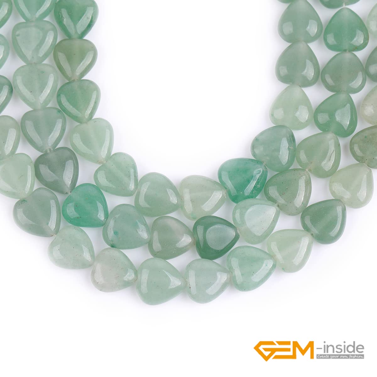 GEM-Inside 10mm Heart Charms Natural Green Aventurine Jade Stone Beads for Jewelry Making Full 15" Strand Power Energy Healing Chakra Stone Beads
