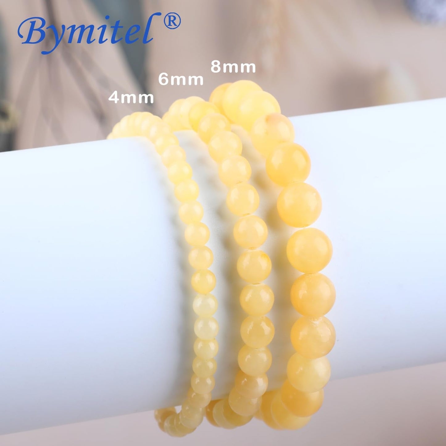 Bymitel 8mm Yellow Jade - Handmade Reiki Gemstone Stretch Bracelet, Natural Beauty & Spiritual Essence, Crystal Healing for Unisex Adults