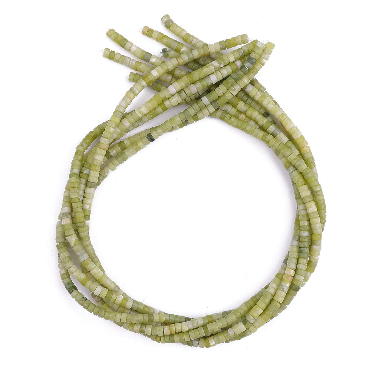 BEADIA Natural Taiwan Jade Spacer Beads Caps Loose Semi Gemstone for Beading Jewelry Making 4mmx2mm 38cm