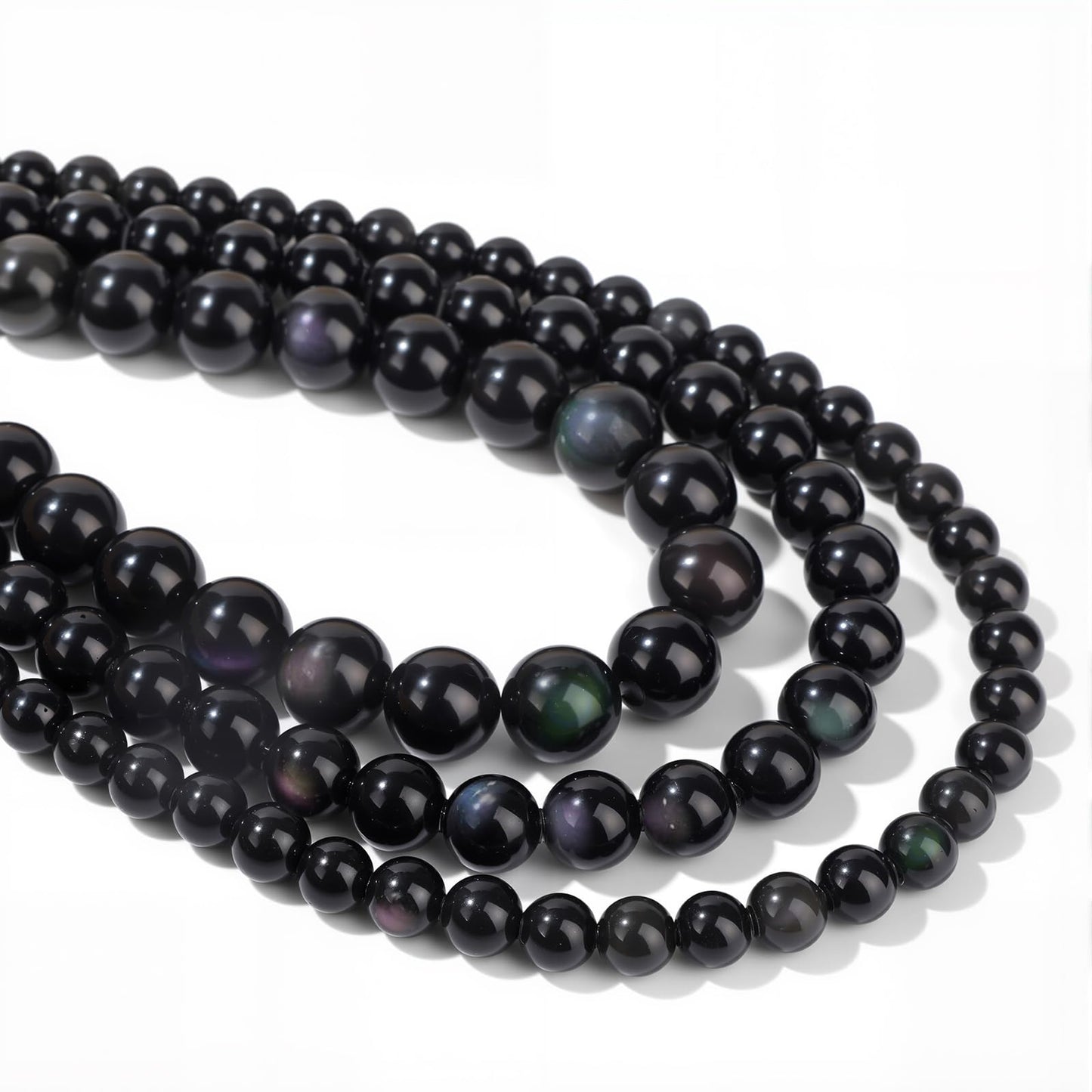 40pcs 10mm Natural Obsidian Gemstone Beads Healing Crystal Round Loose Stone Beads for Jewelry Making, Crystal Stone Beads for Bracelets Necklace Earrings Making