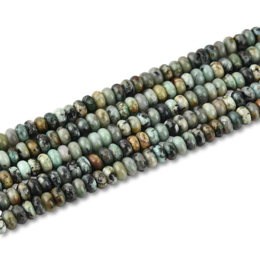 160pcs 4x2mm Natural African Turquoise Disk Rondelle Spacer Semi Precious Gemstone Loose Stone Beads for Jewelry Making 15 Inch