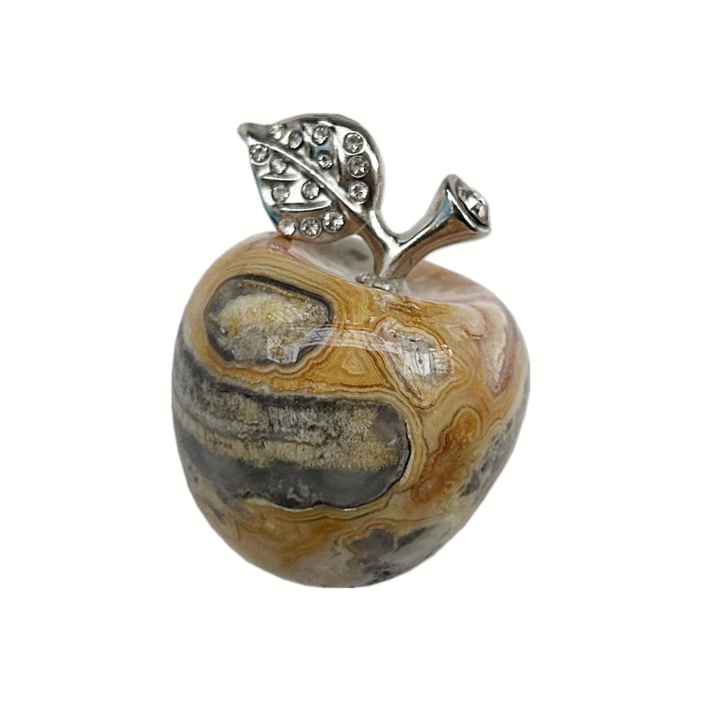 Sunshcat Natural Yellow Crazy Lace Agate 1.18 Inchs Apple Crystal and Healing Stone Statues,Room Decoration Christmas Decorations Thanksgiving Gifts Office Gifts Collectibles