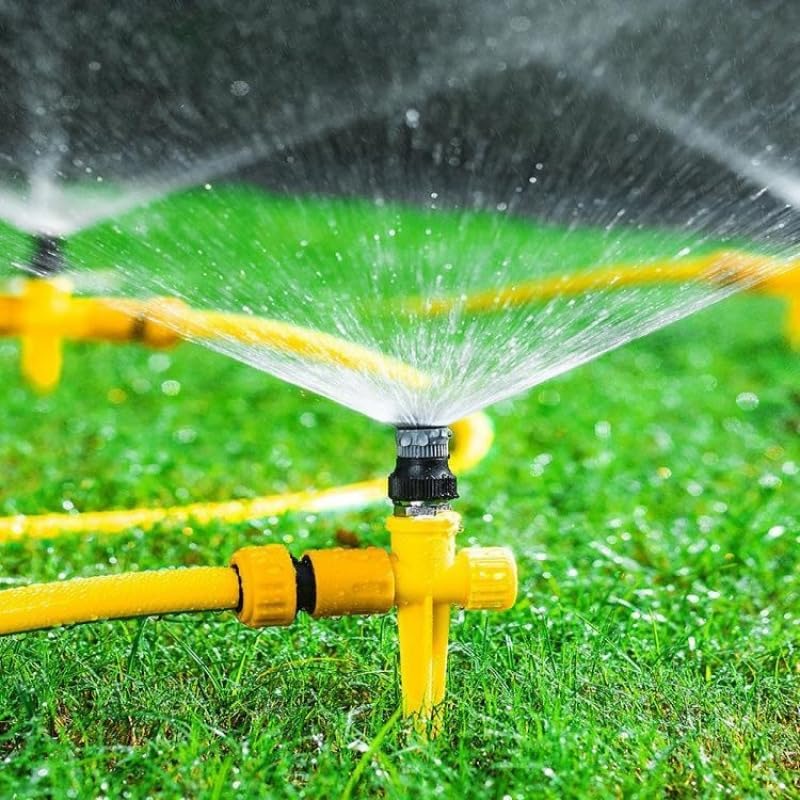2 Pack Lawn Sprinklers for Yard - 360 Coverage Water Sprinklers for Small Medium Garden Irrigation, Adjustable Spray - Perfect for Yard, Lawn & Play - Yellow Plastic